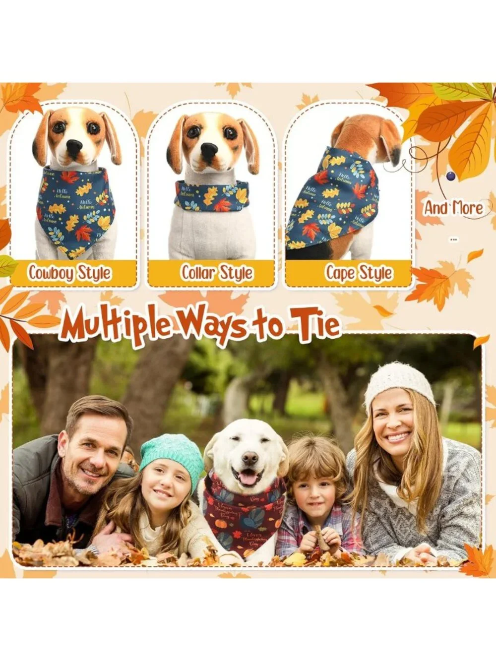 100 Pcs Fall Dog Bandanas - Adjustable Washable Triangle Scarves for Pets